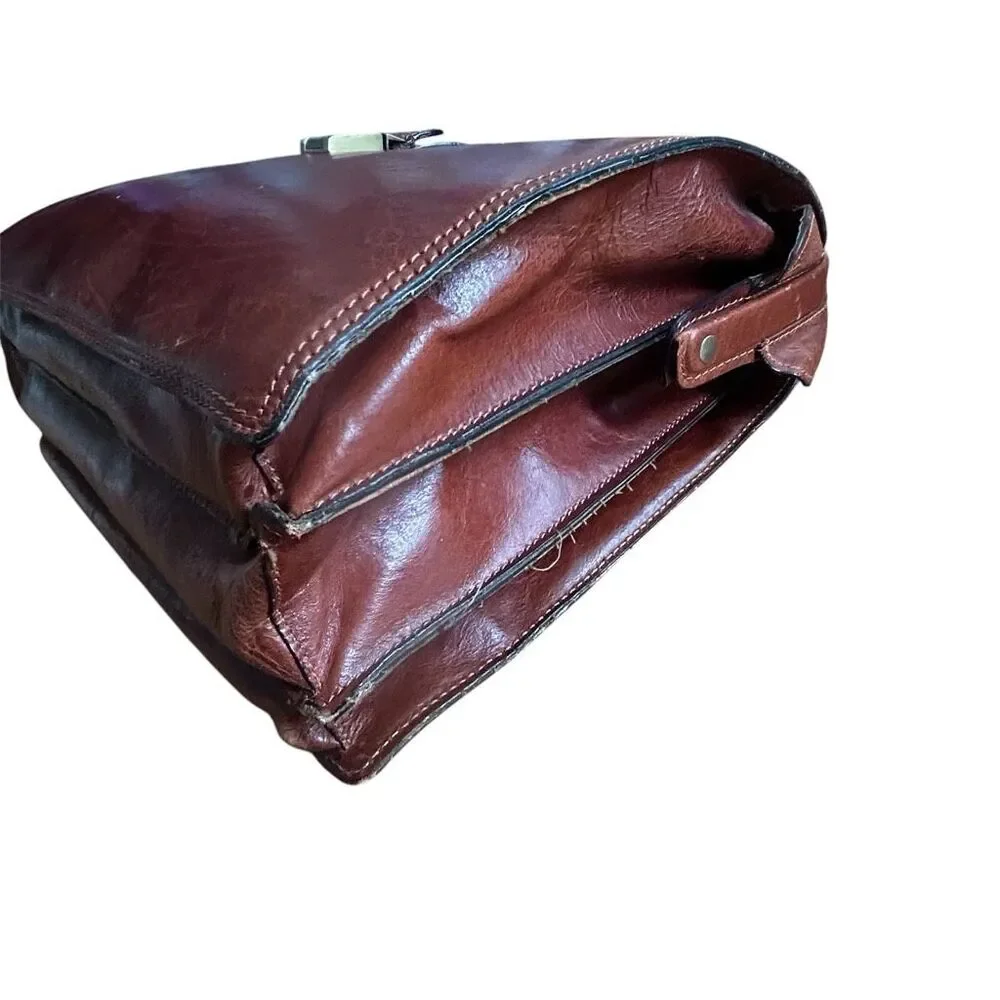 Vintage Paulo Giannini Brown Leather Doctor’s Bag Style Briefcase